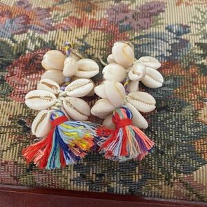 Shell Earrings with Multicolor Tassels